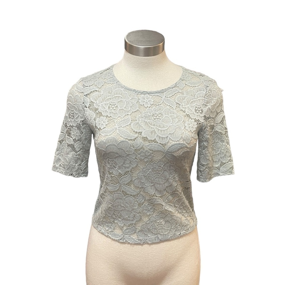 BHLDN Anthropologie Jive Lace Top Ice Blue Sz. M